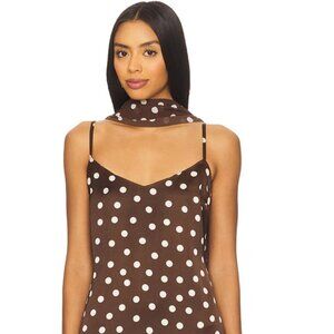 Show Me Your Mumu Dalia Maxi Dress in Chocolate Brown Polka Dot, Size XS